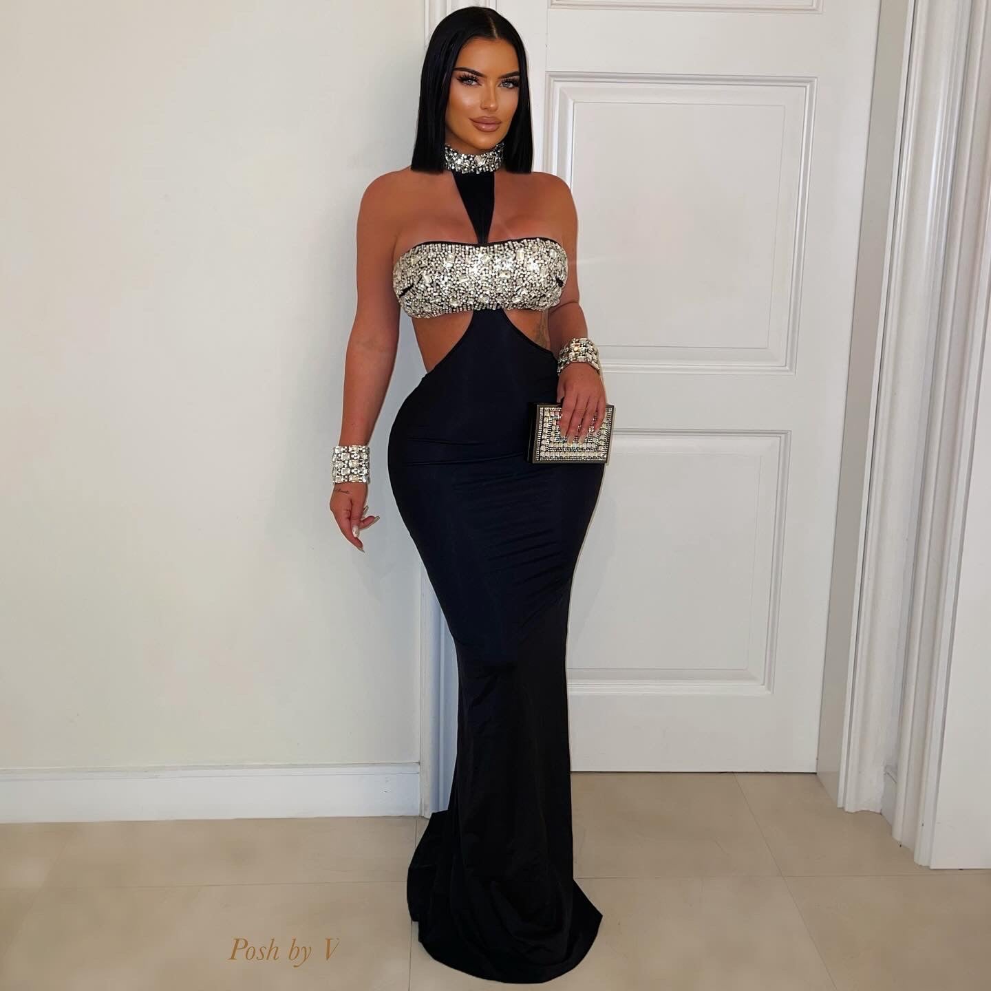 Gigi crystal dress (Black/silver)