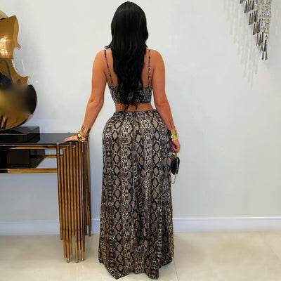 Python beaded maxi dress (Brown mix)