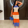 Alene maxi dress (Orange/blue/ivory)