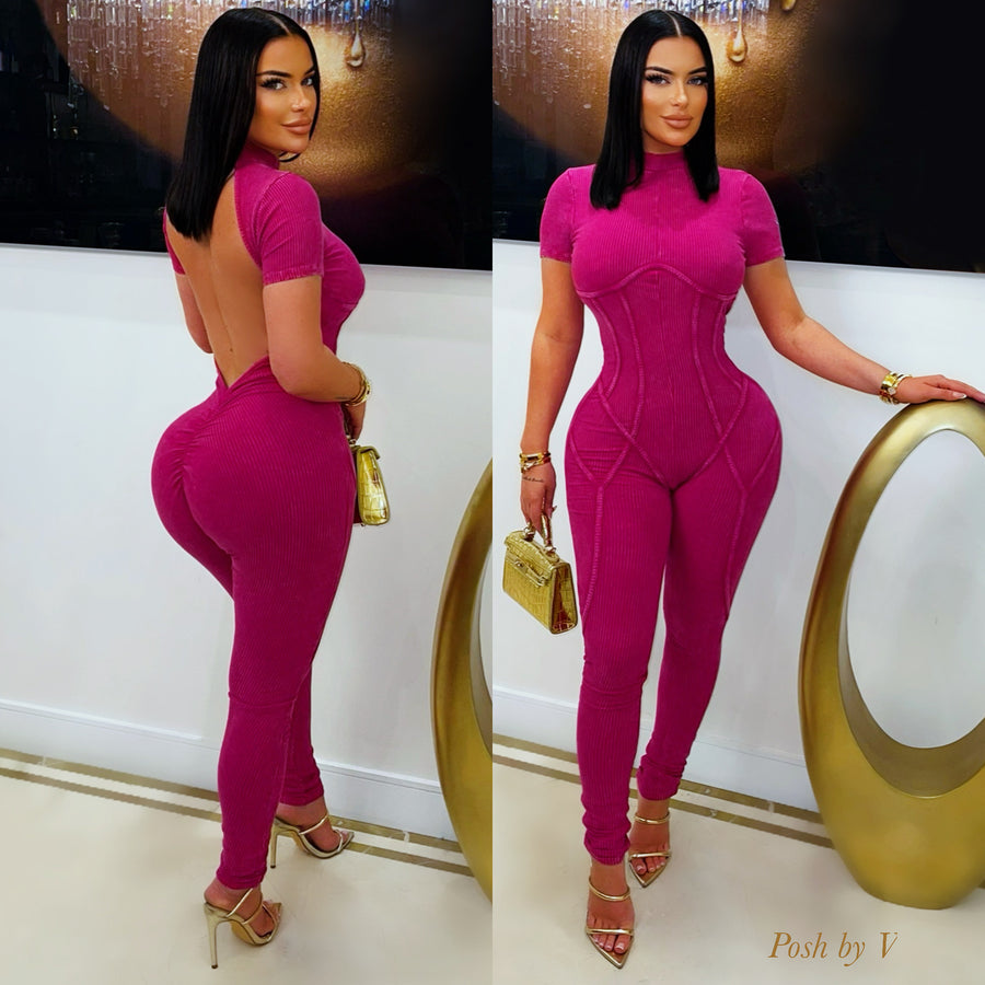 Vonte rib jumpsuit (Pink)