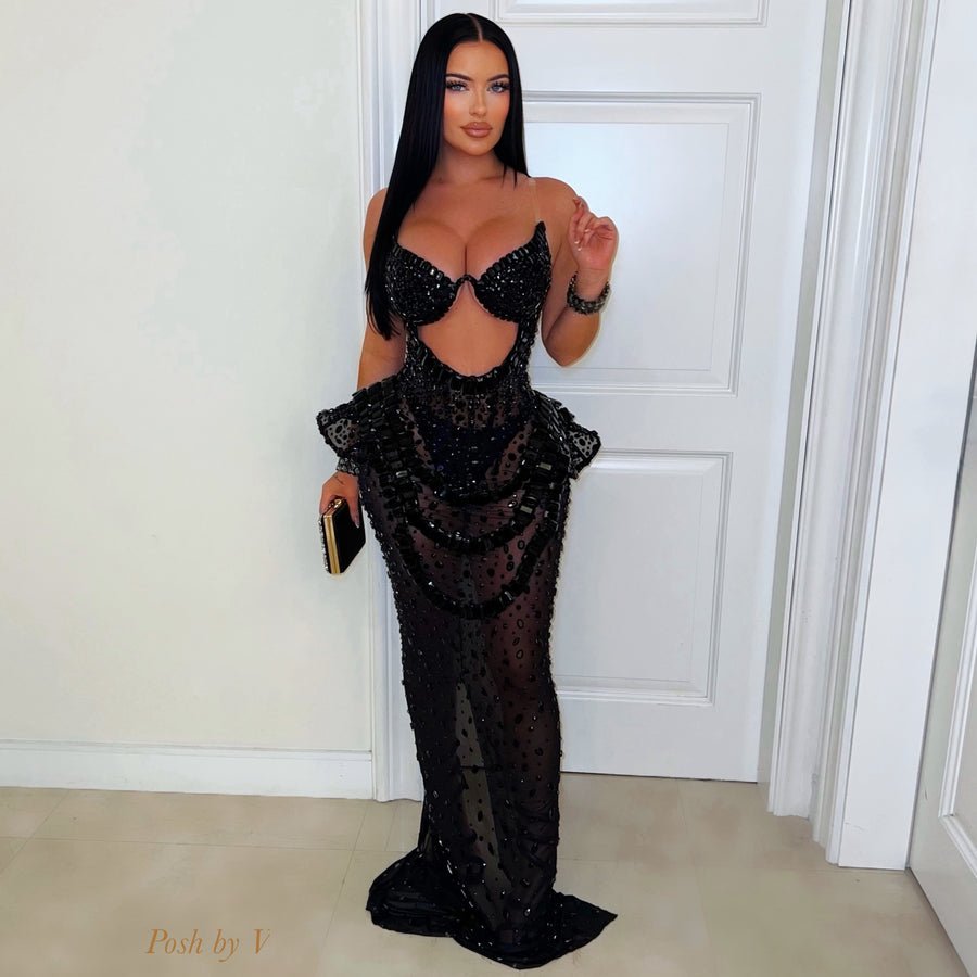 Anaija crystal dress (Black)