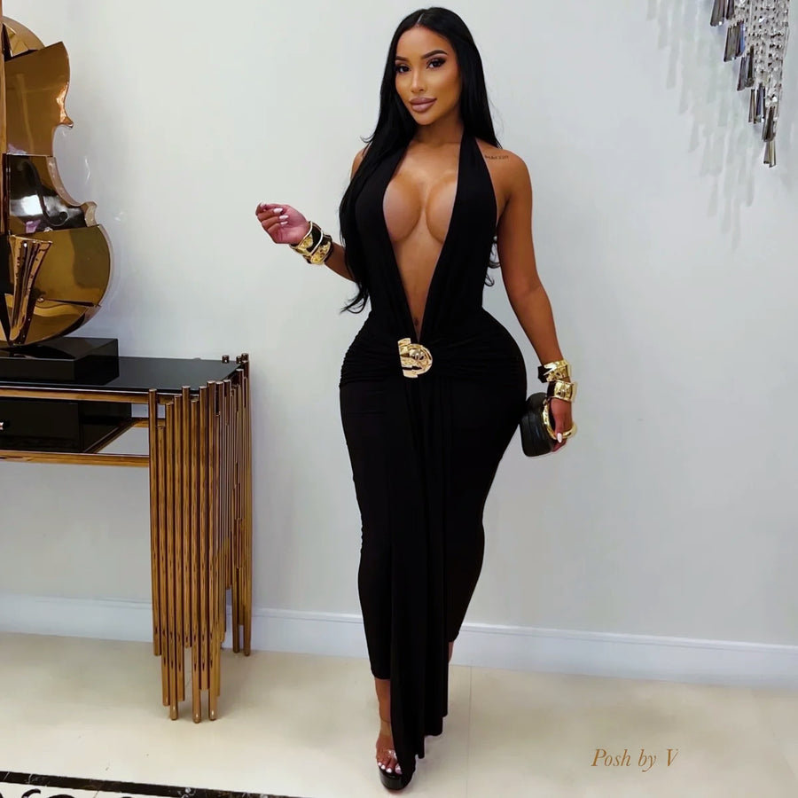 Divine midi dress (Black/gold)