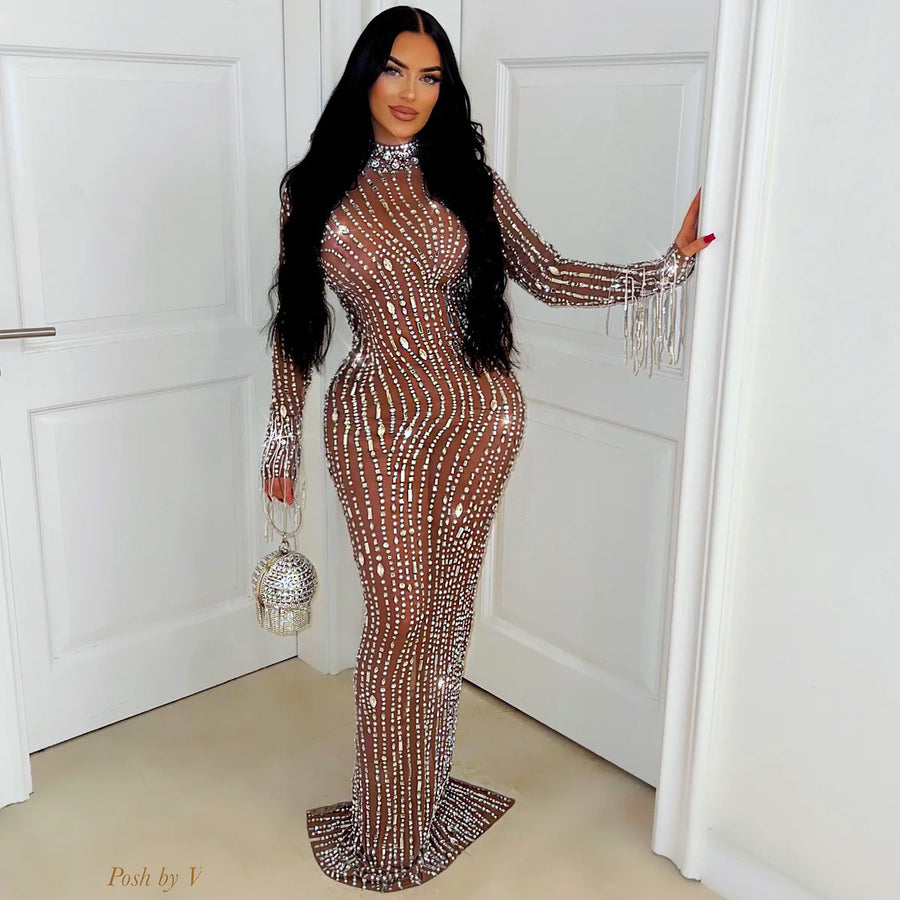 Doll crystal dress (Brown/Silver)