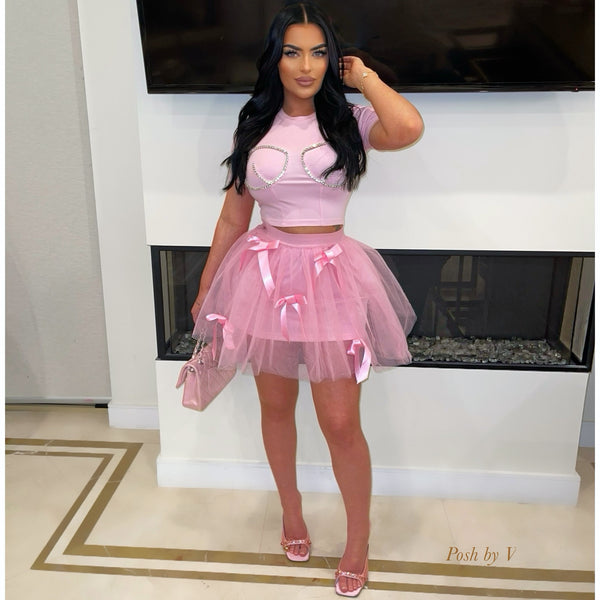 Sade crystal crop top (Pink) - Posh By V