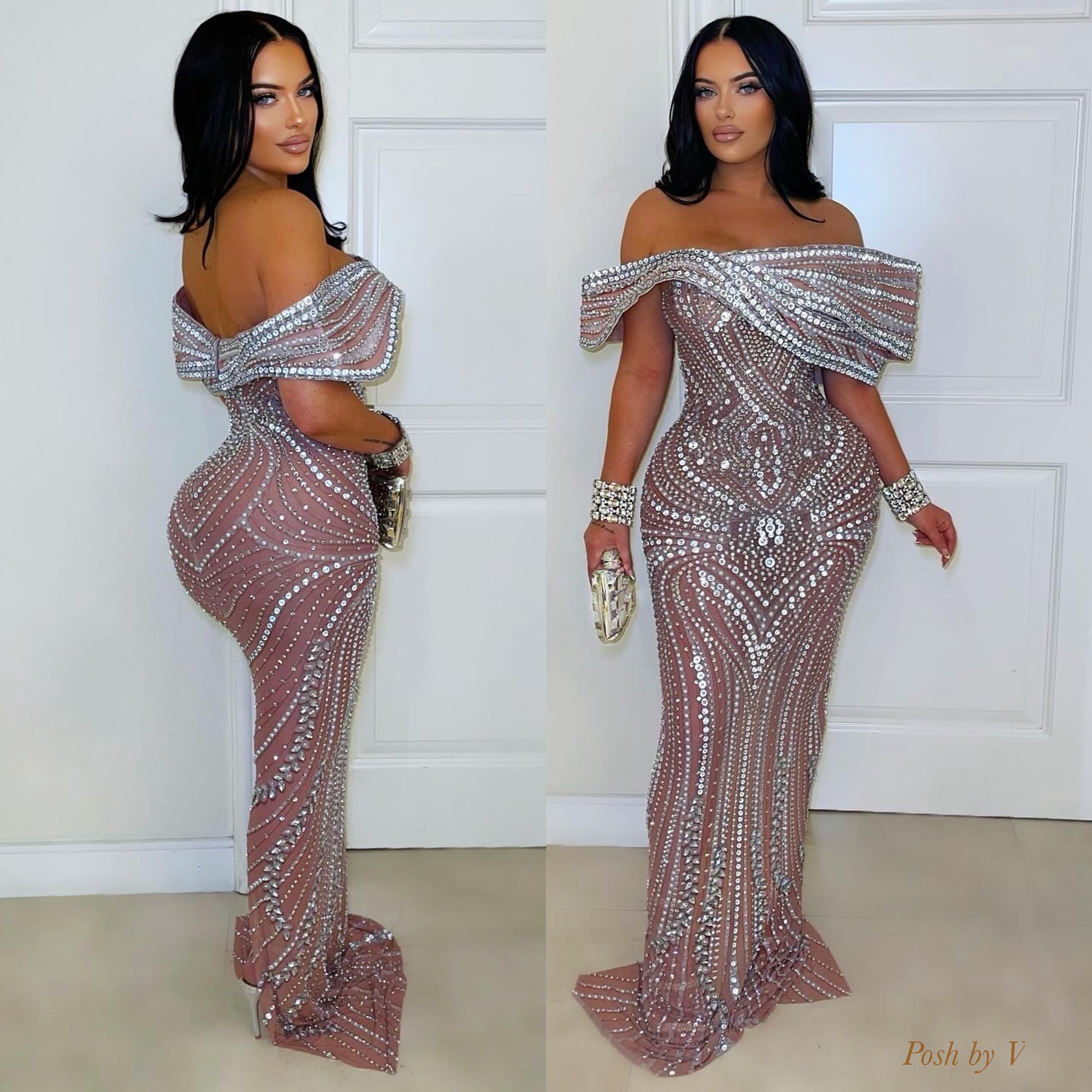 Pristine crystal gown (Nude/silver)
