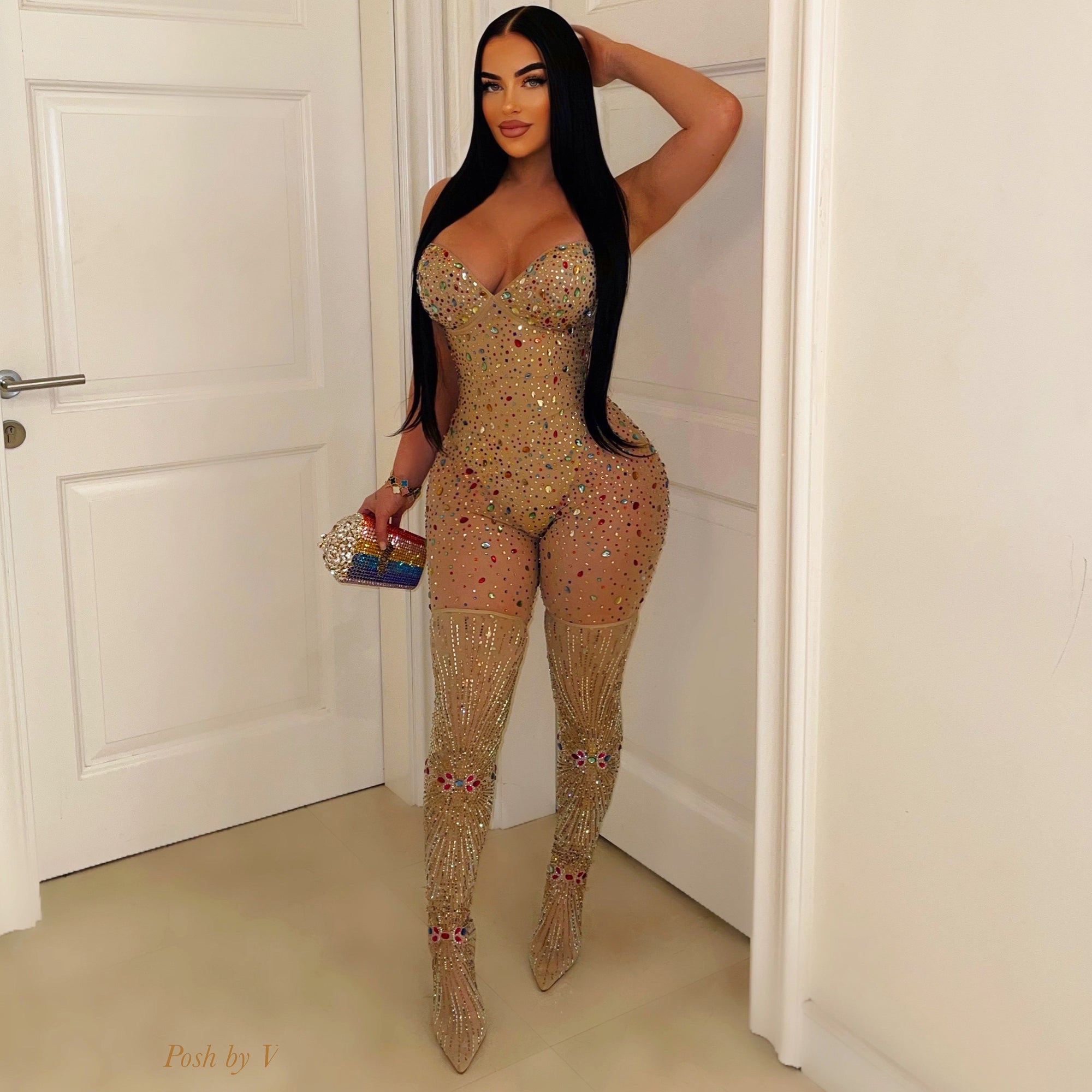 Starlight crystal boots (Nude multi)