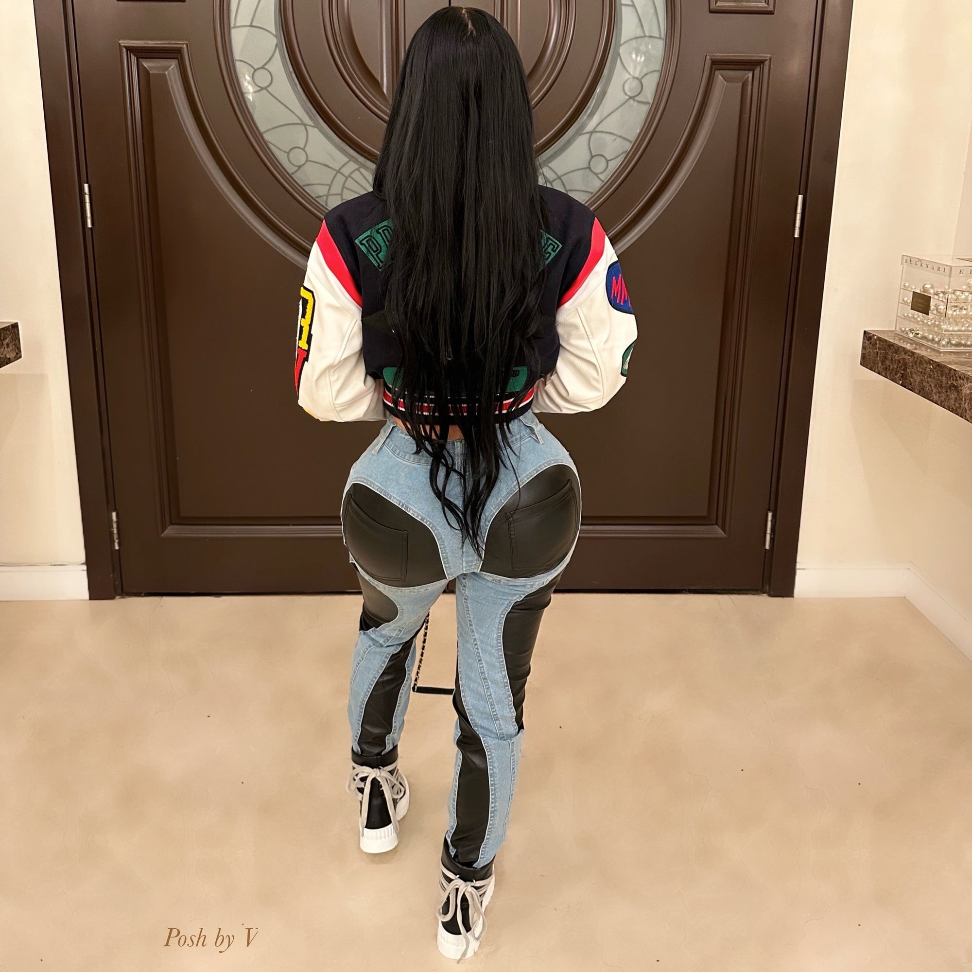 Mirani leather jeans (Black/denim)