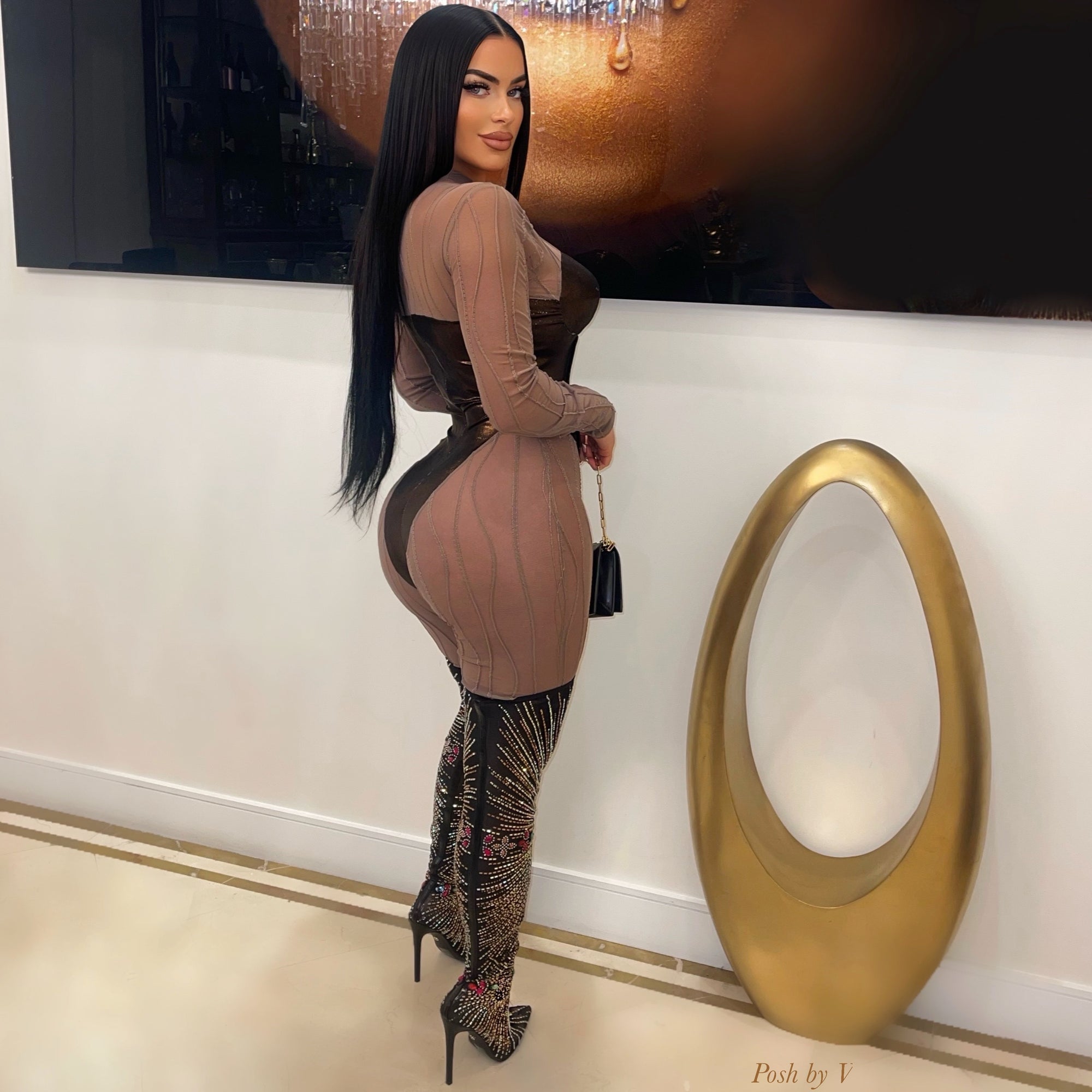 Deja corset jumpsuit (Taupe/bronze)
