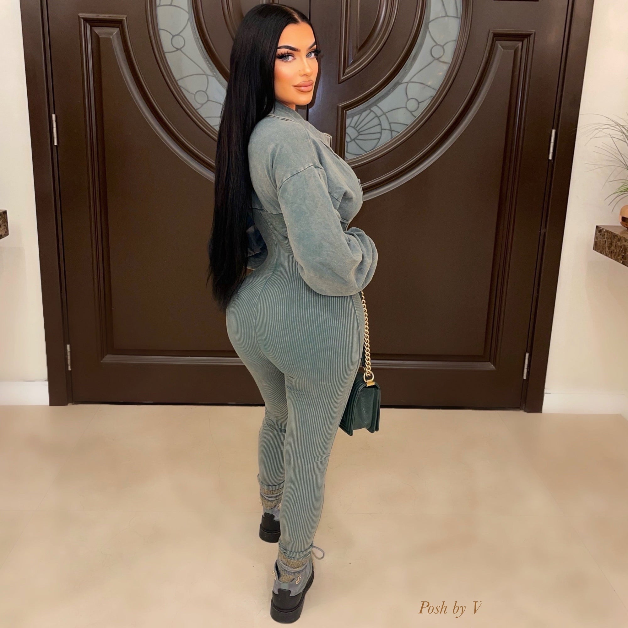 Loni rib shirt/jumpsuit (Olive)