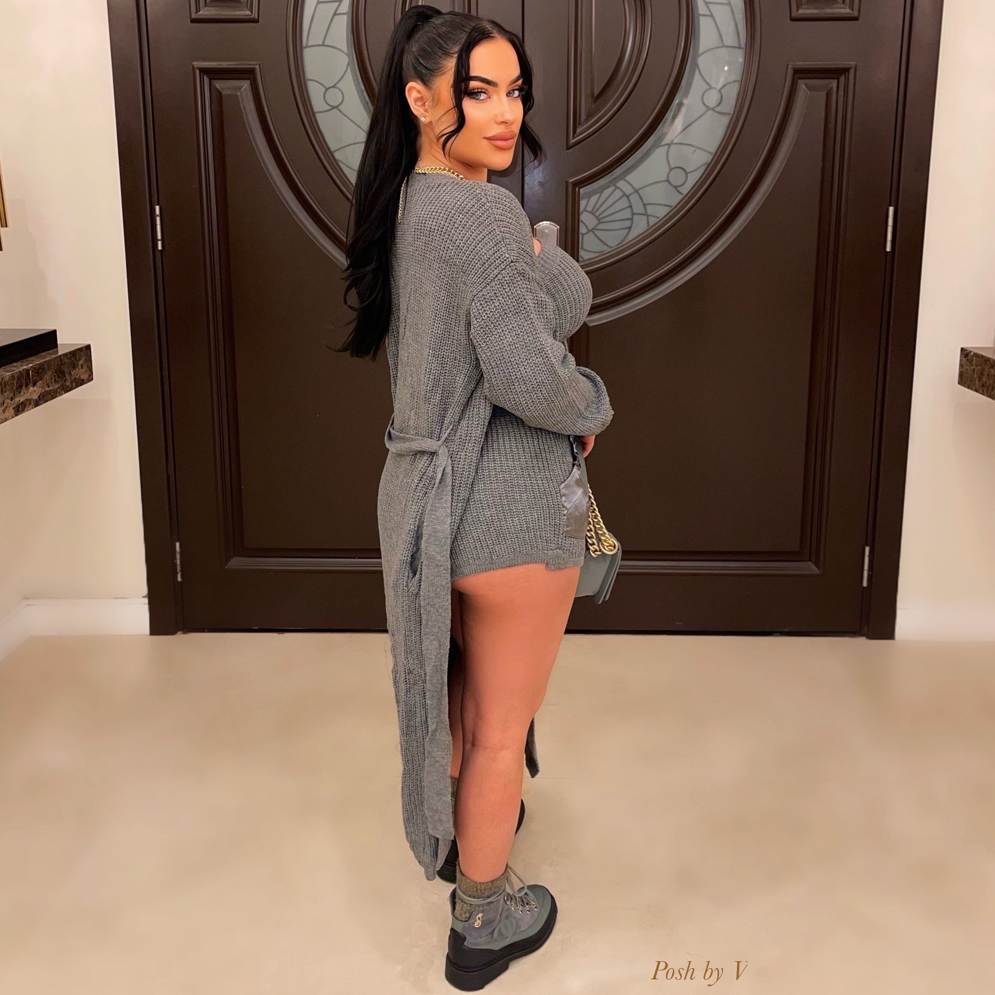 Alice 3pcs cardigan/shorts set (Taupe)