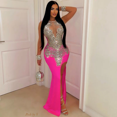 Elegance crystal gown (Pink/Silver)