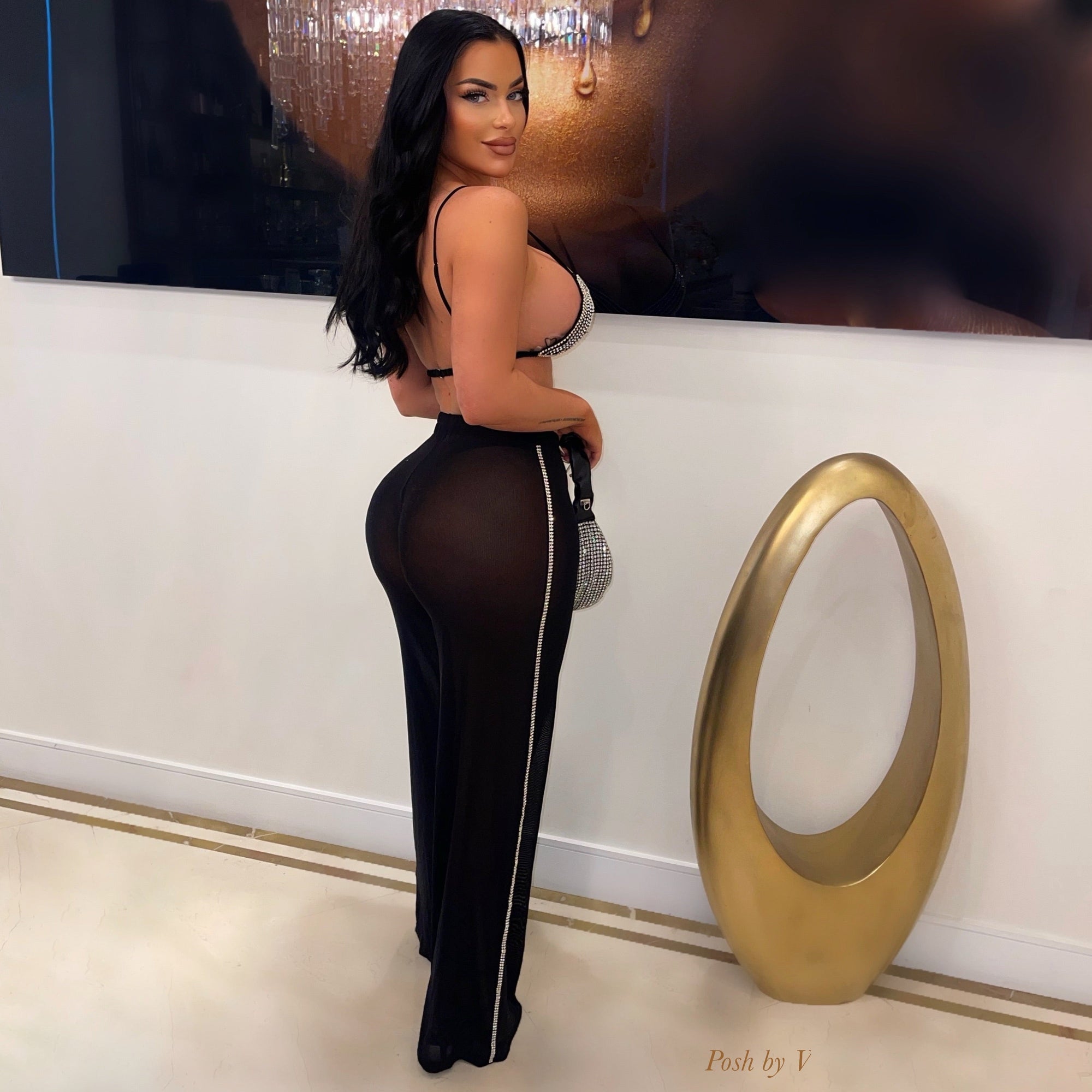 Miele crystal top leggings set (White)