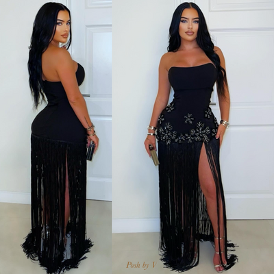 Zala fringe glam dress (White)