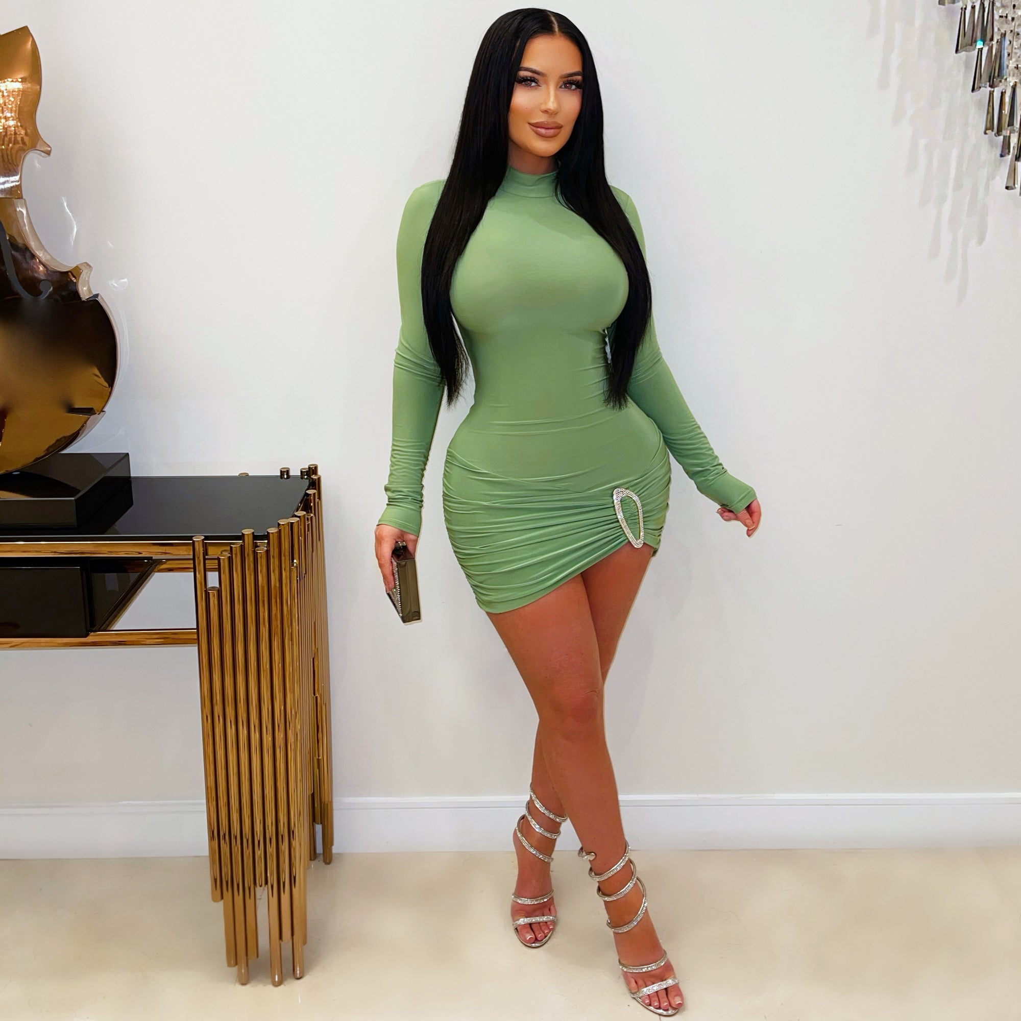 Yves mini dress (Lime/gold)