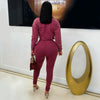 Lume rib jumpsuit set (Wine)
