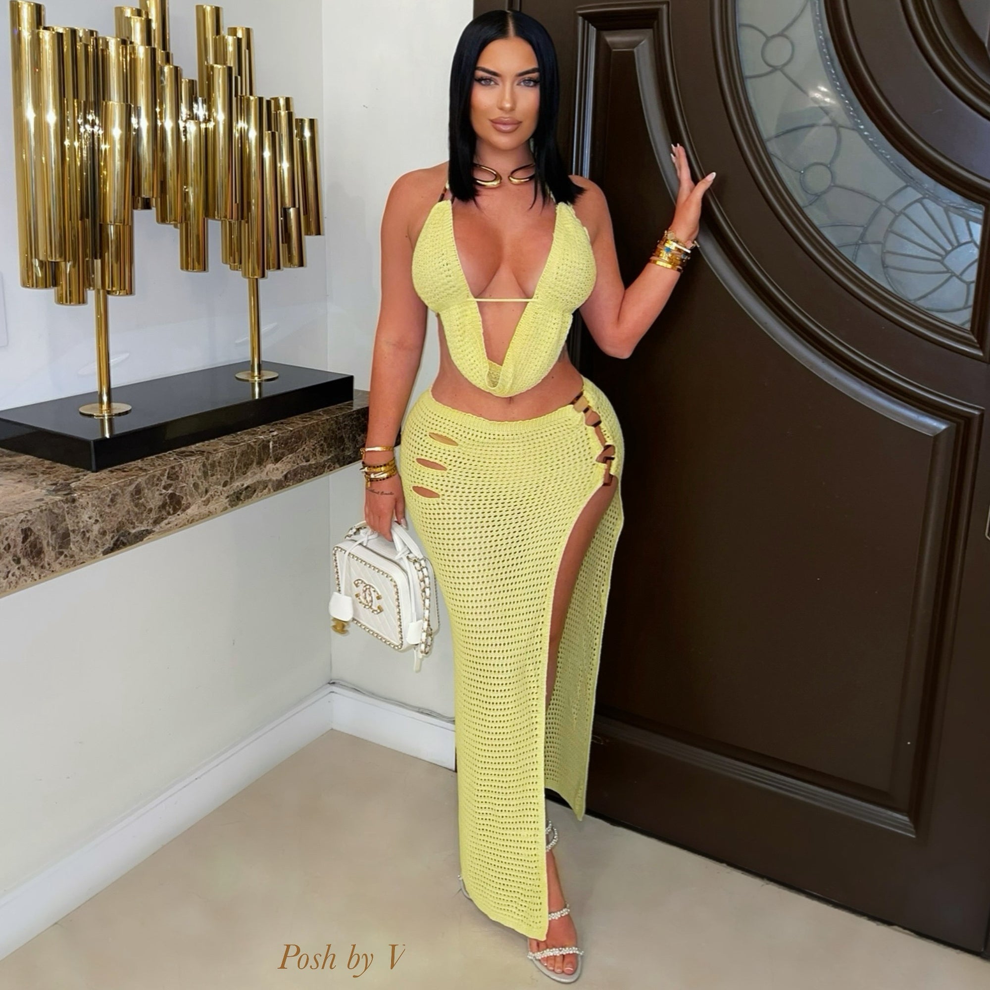 Dyla crochet skirt set (Yellow)