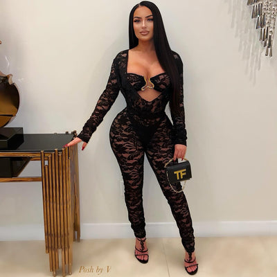 Levine lace jumpsuit (Black/gold)