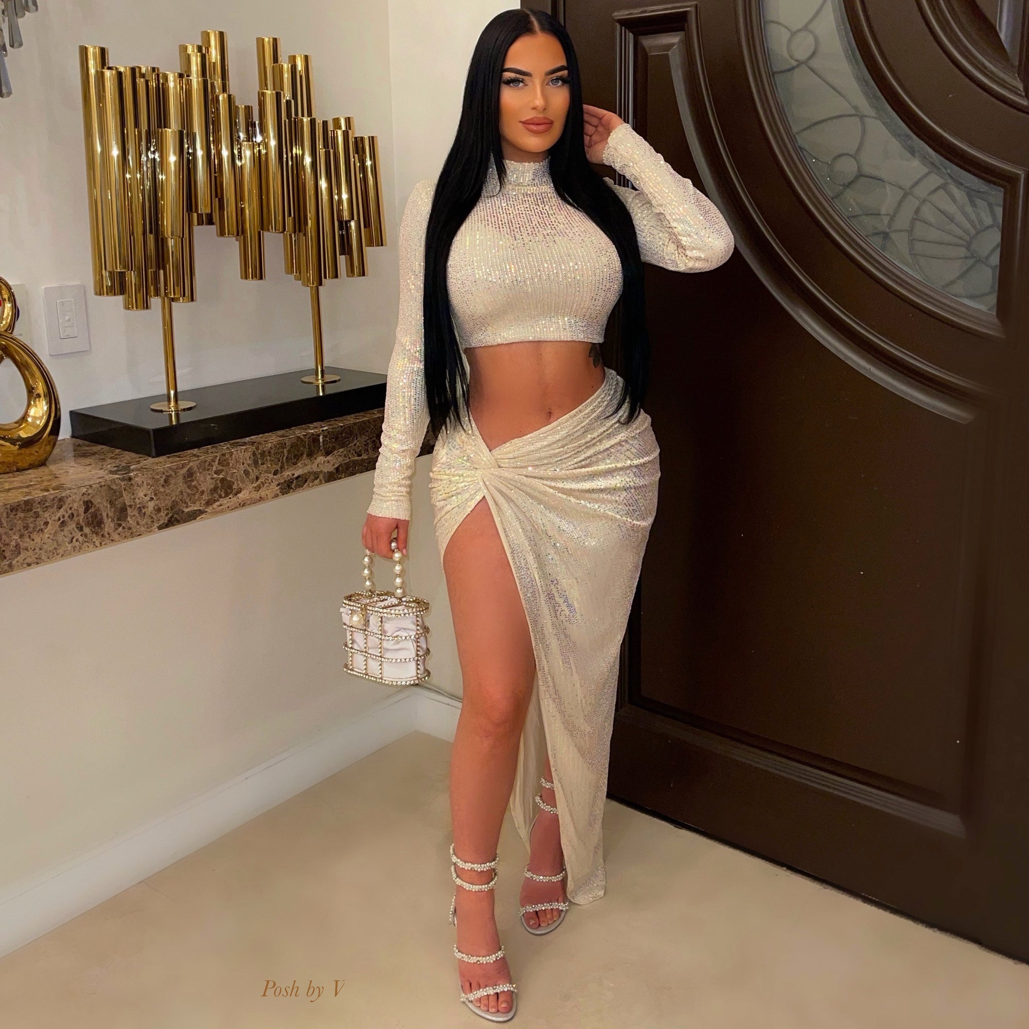 Leire glam skirt set (Ivory)