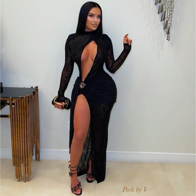 Posh elegance crystal dress (Black/gold)