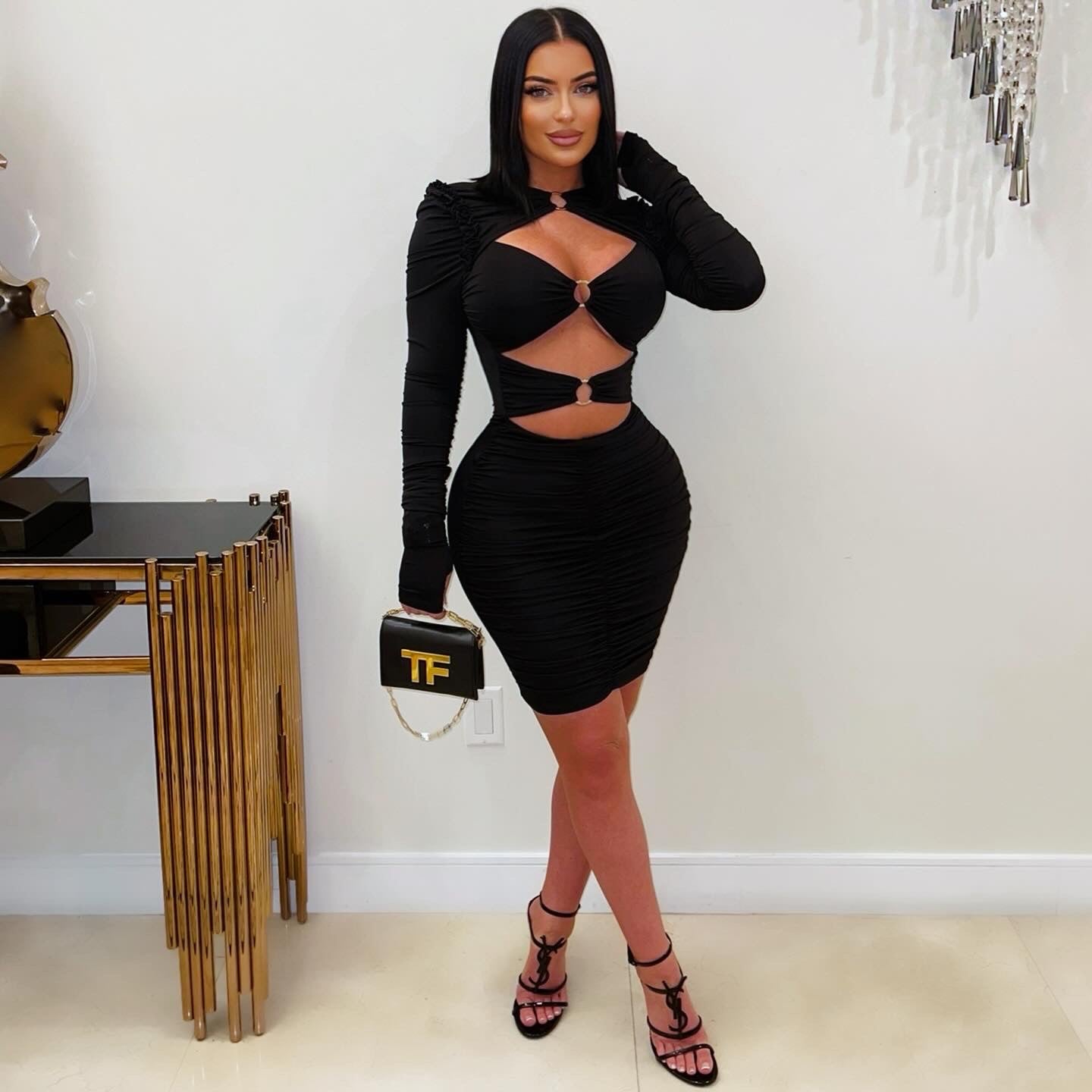 Lovely ruched dress (Black)