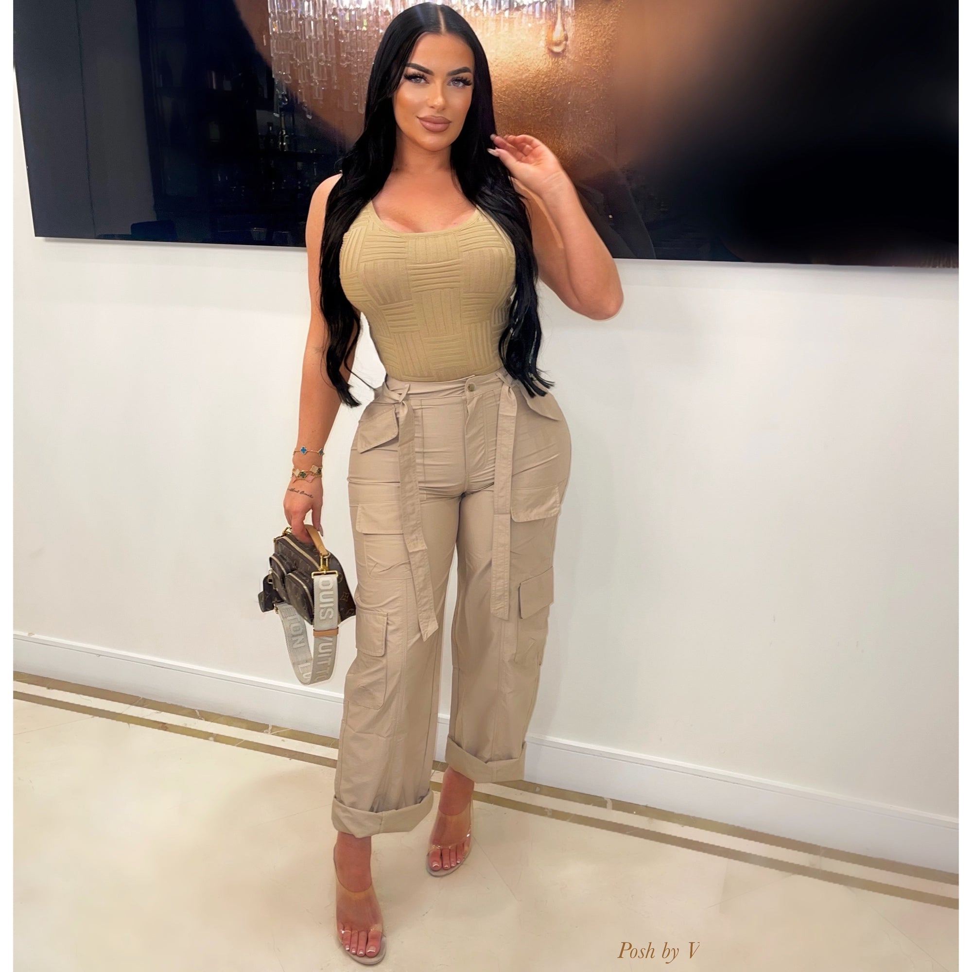 Tesan cargo pants set (Nude)