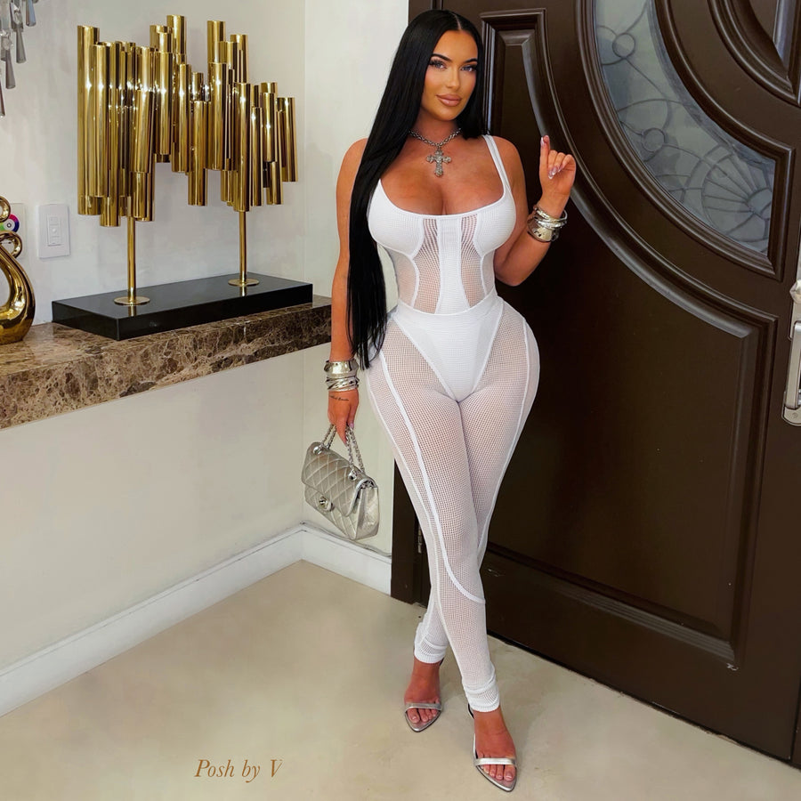 Hourglass caged leggings set (White)
