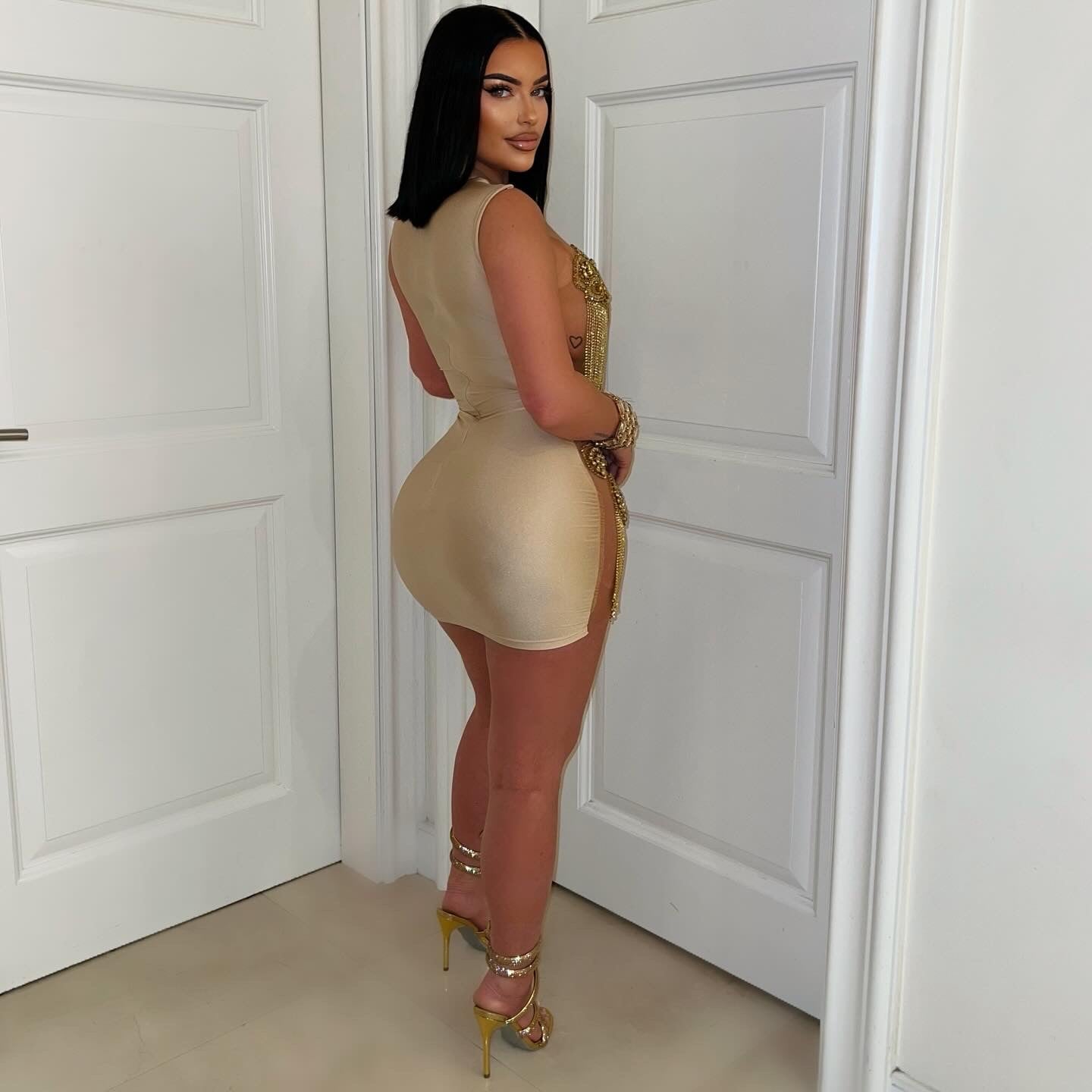Reign crystal chain dress (Gold)