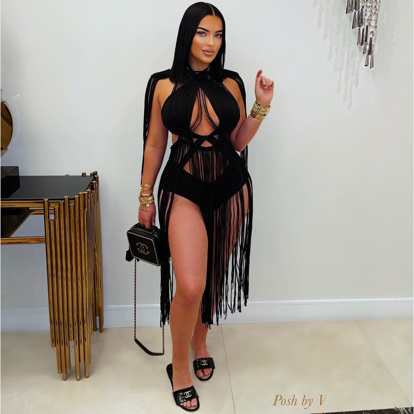 Bahia monokini/ tassel dress set (Black)