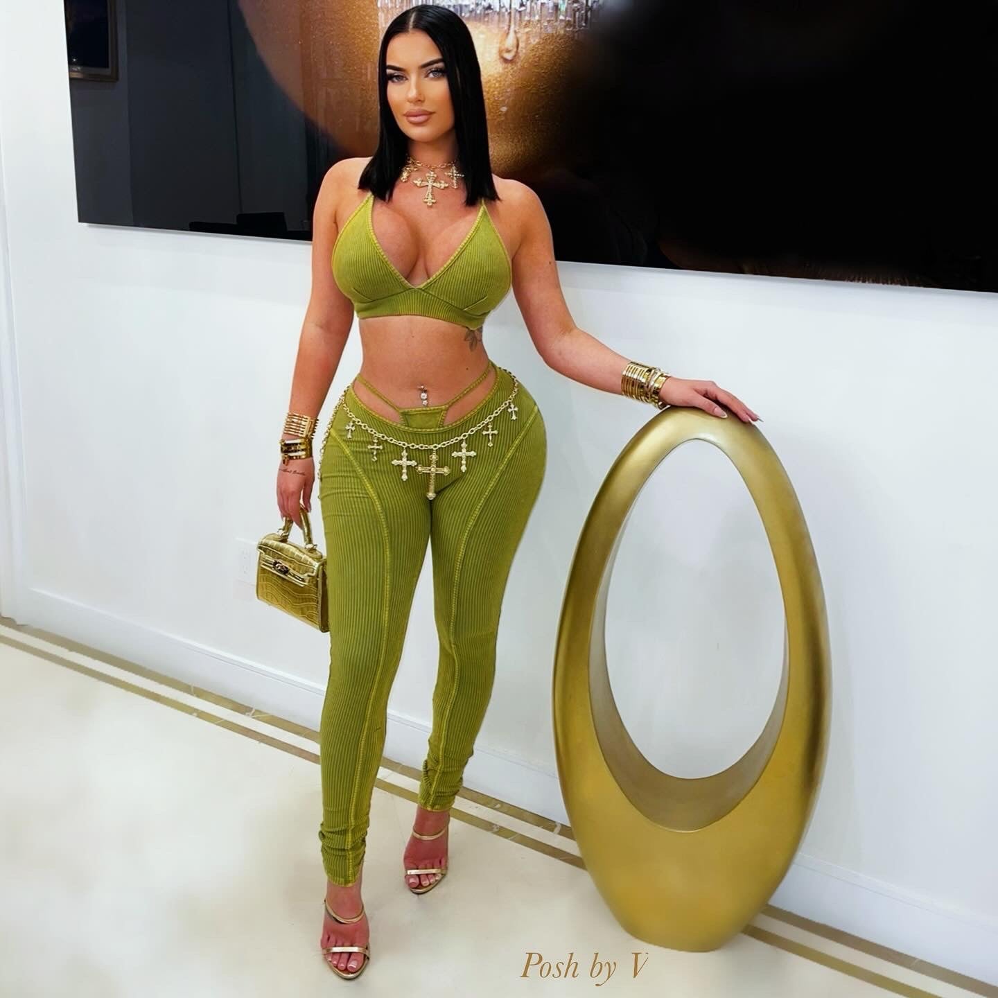 Connie rib leggings set (Green)