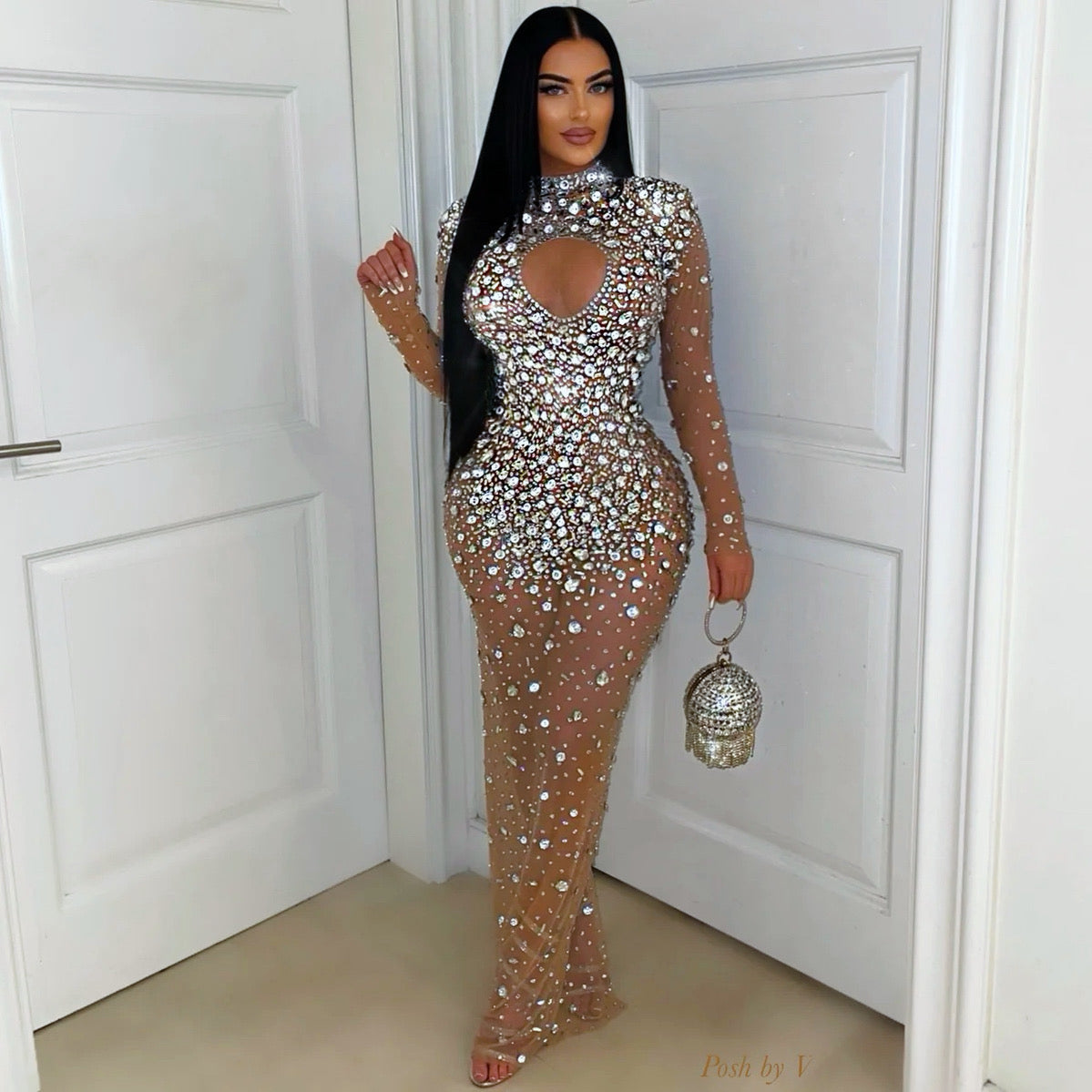 Azar crystal dress (Nude/Silver)