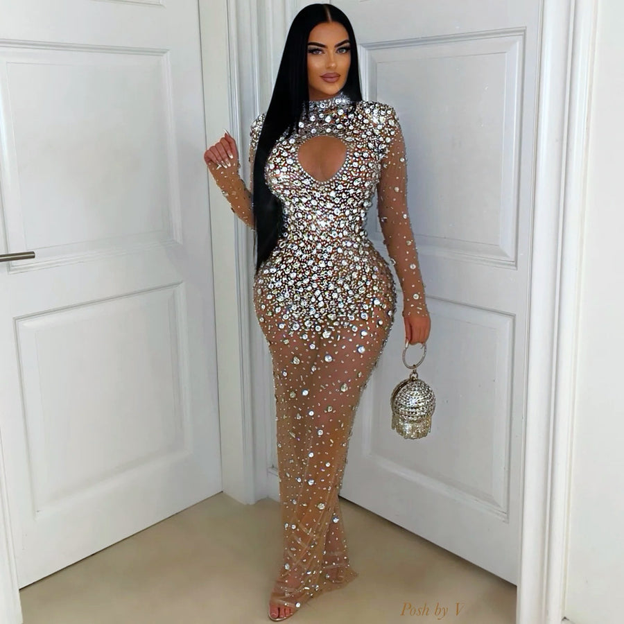 Azar crystal dress (Nude/Silver)