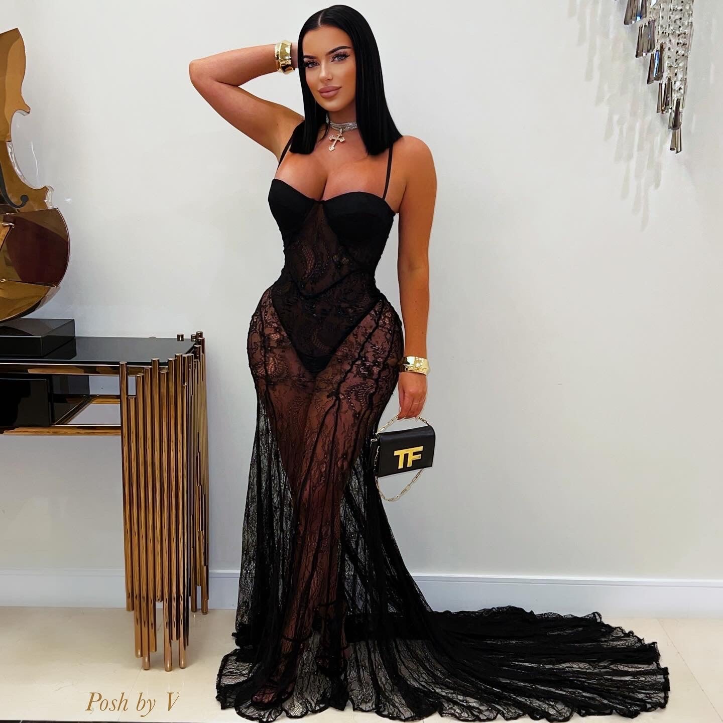 Zique lace glam dress (Black)