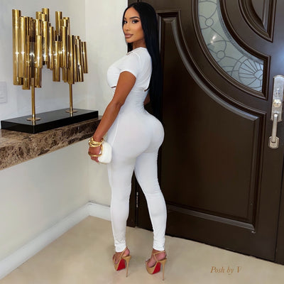 Lopez cut out jumpsuit (White/gold)