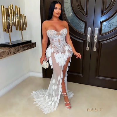 Pearl swan glam dress (White)