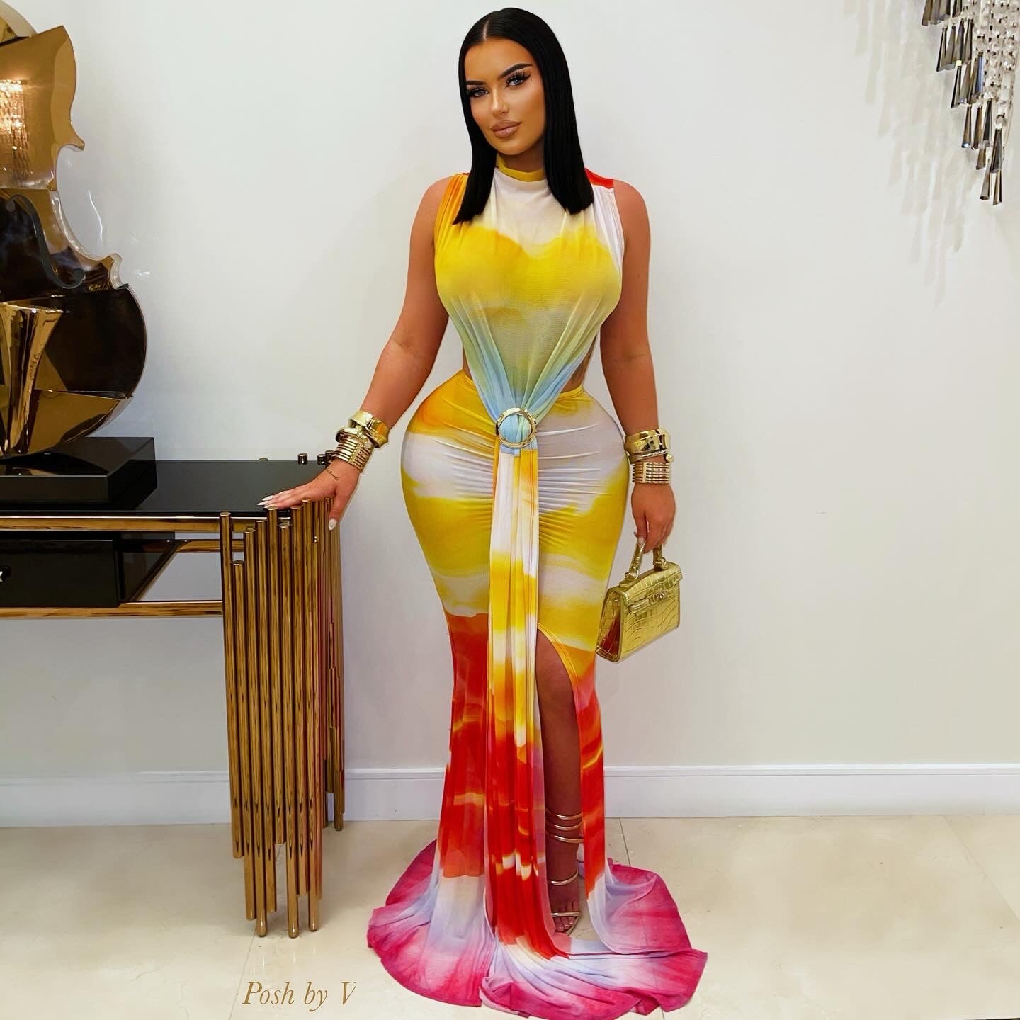 Alyssa maxi dress (Yellow multi)