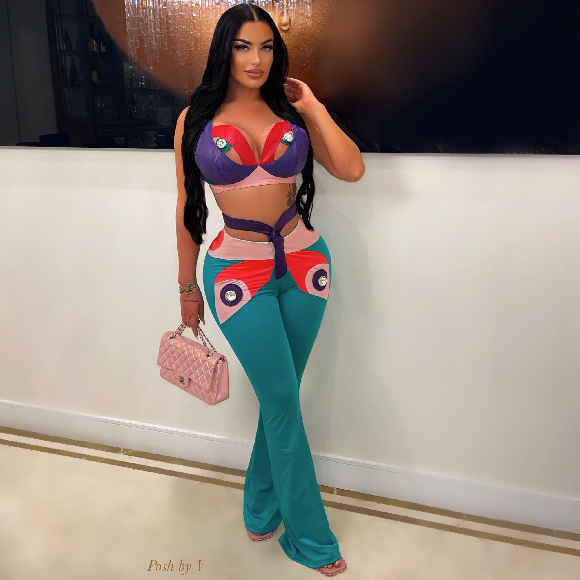 Dina caged pants set (Multi)