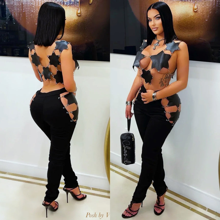 Star luxe pants set (Black)