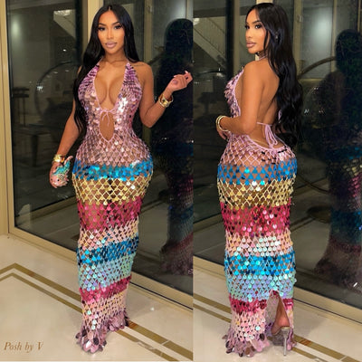 Amari mermaid dress (Purple multi)