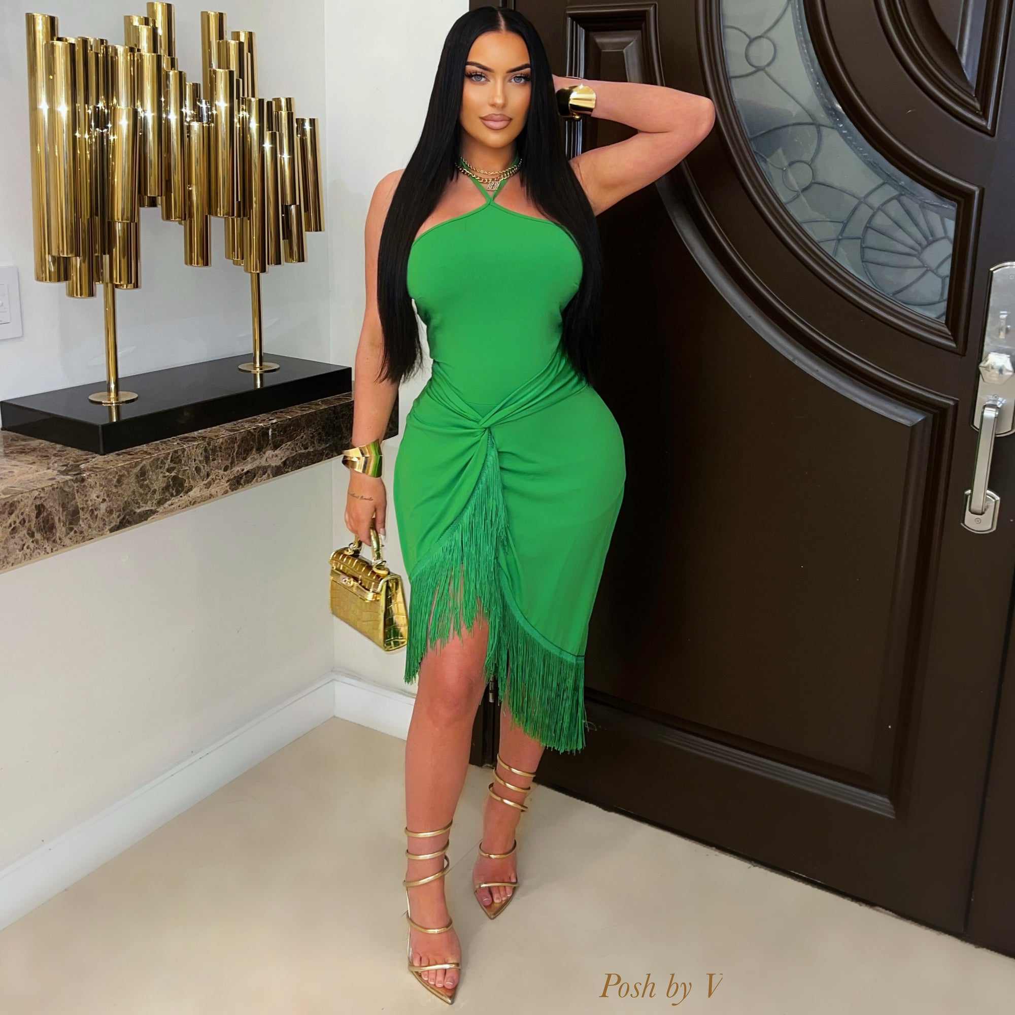 Santorini resort fringe dress (Brown)