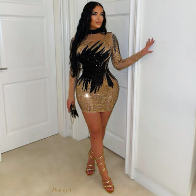 Juvoire glam dress (Black/gold)