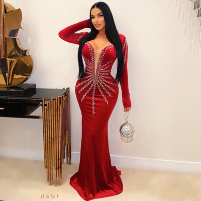 Dime glam gown (Red/silver)