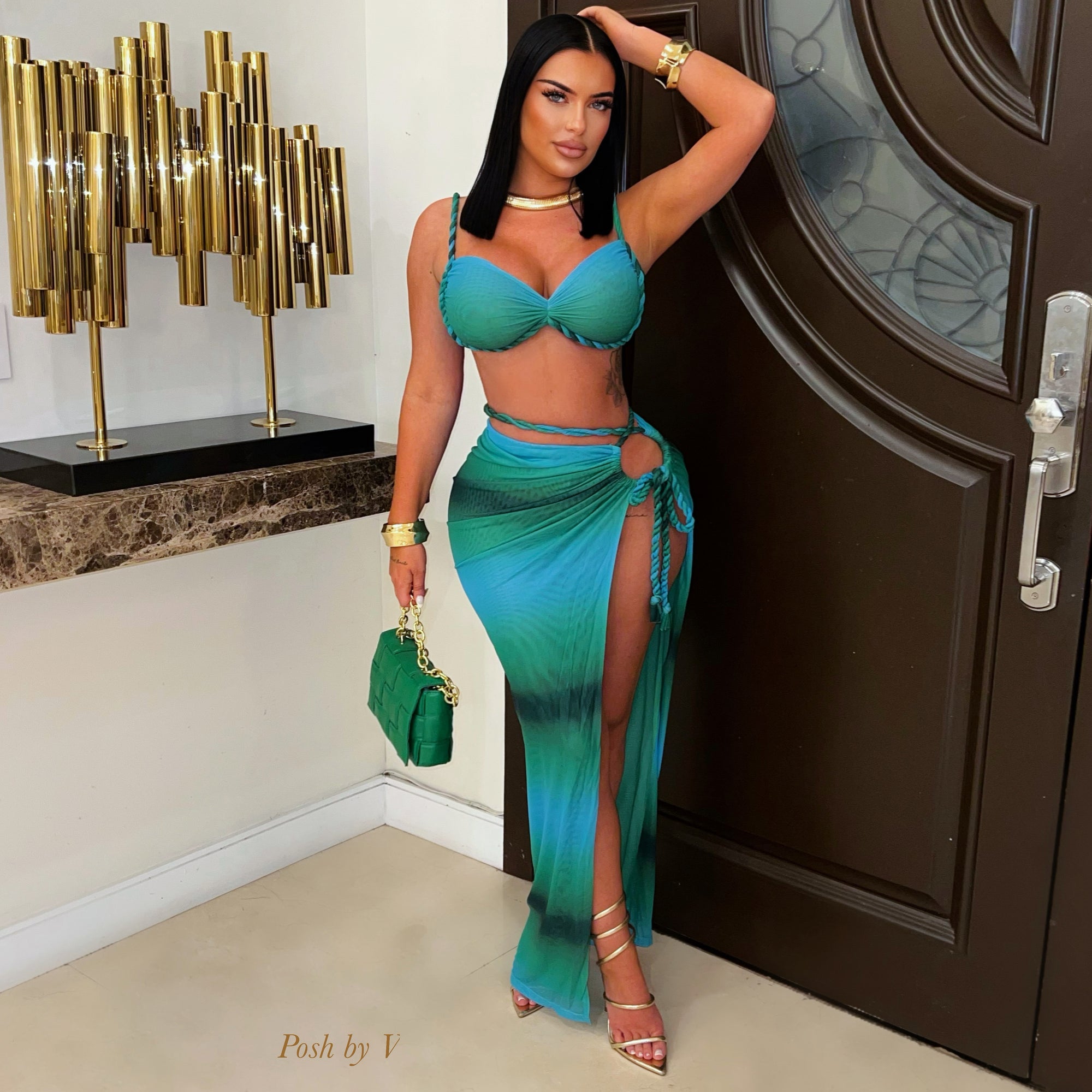 Vaya rope skirt set (Green ombre)