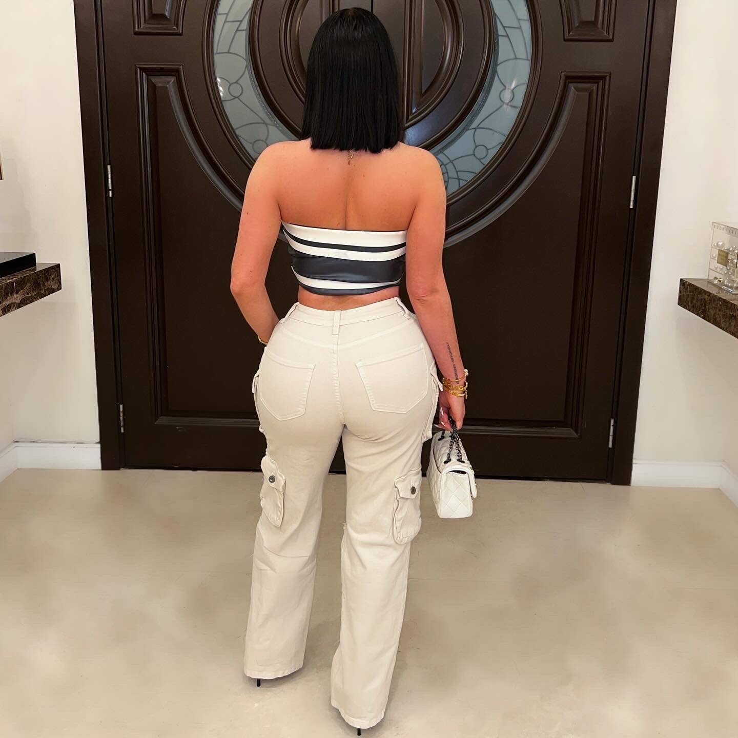 Sansi ripped cargo jeans (Ivory)