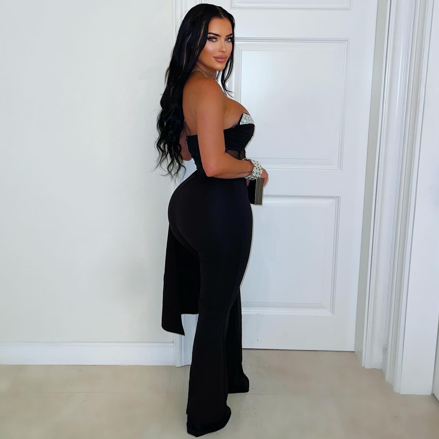 Latin caged glam jumpsuit (Black/silver)