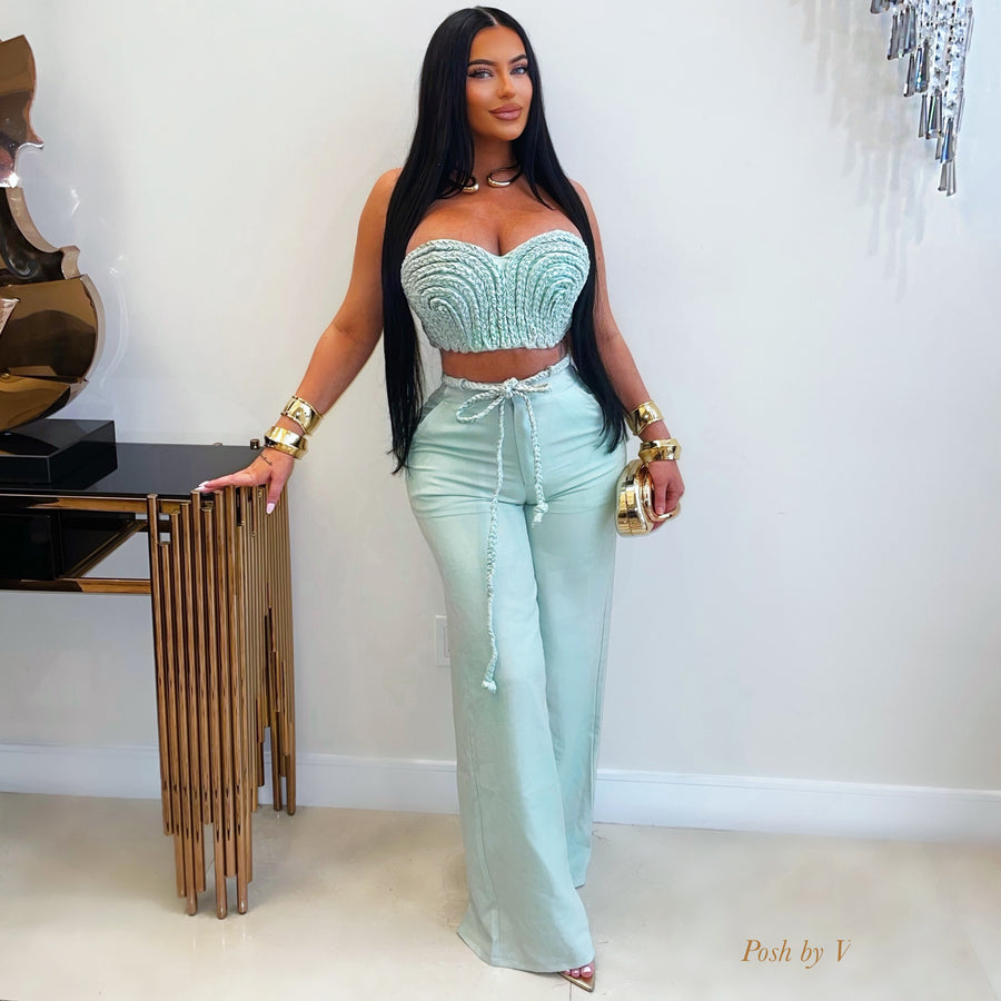 Terraz palazzo pants set (Mint)