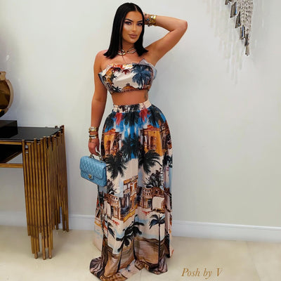 Tamiel skirt set (Blue multi)
