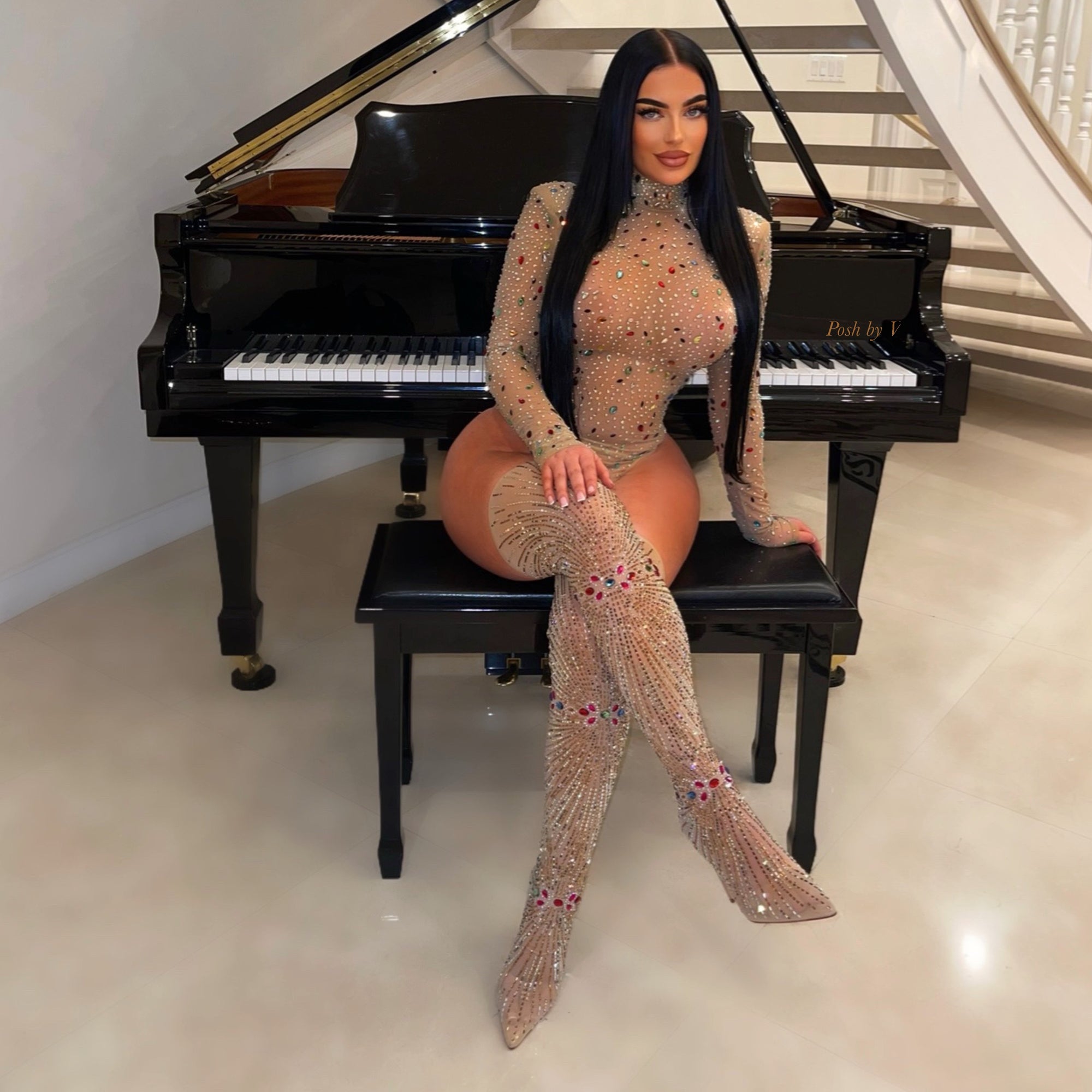 Starlight crystal boots (Nude multi)