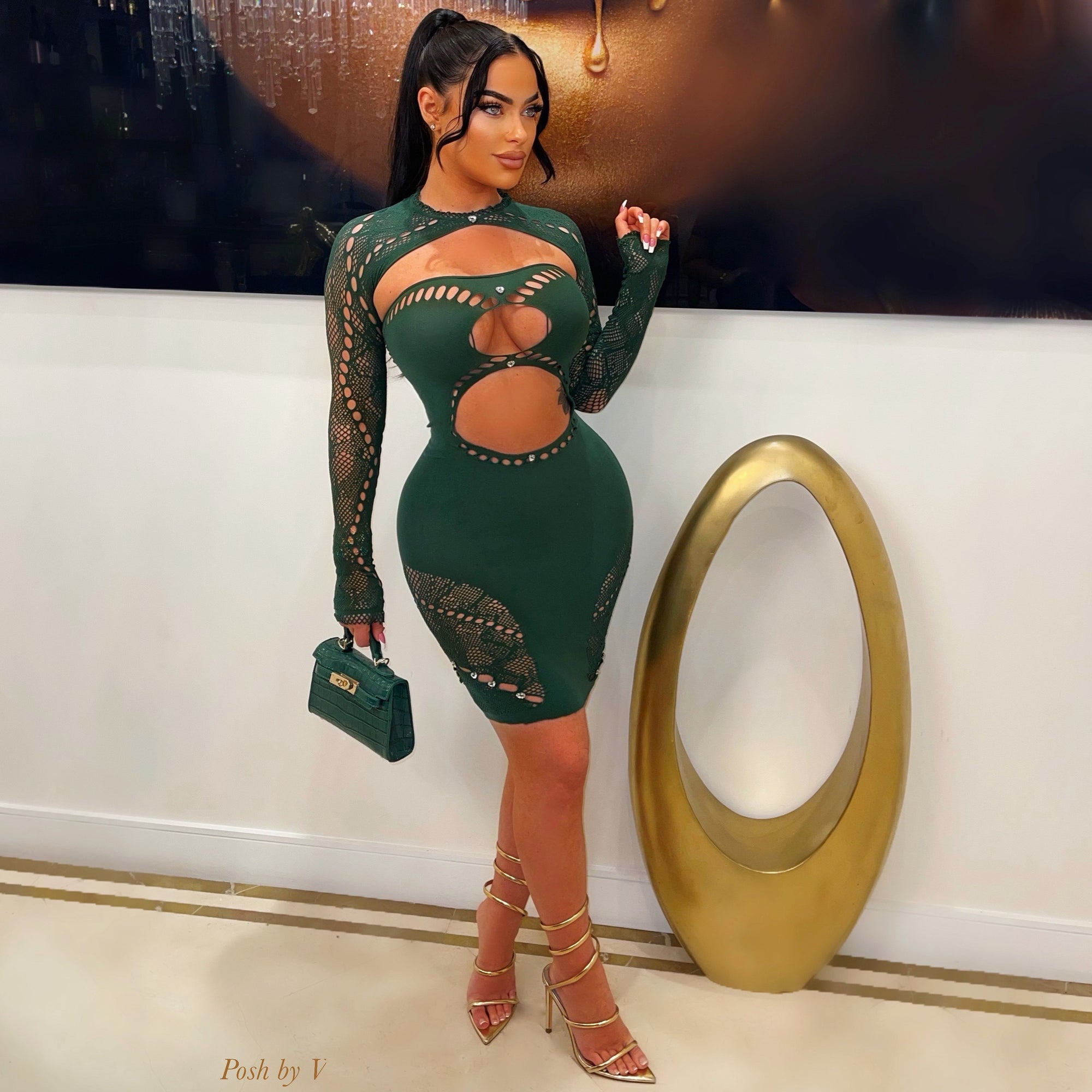 Liz mini dress (Green) - Posh By V Liz mini dress (Green) - Posh By V