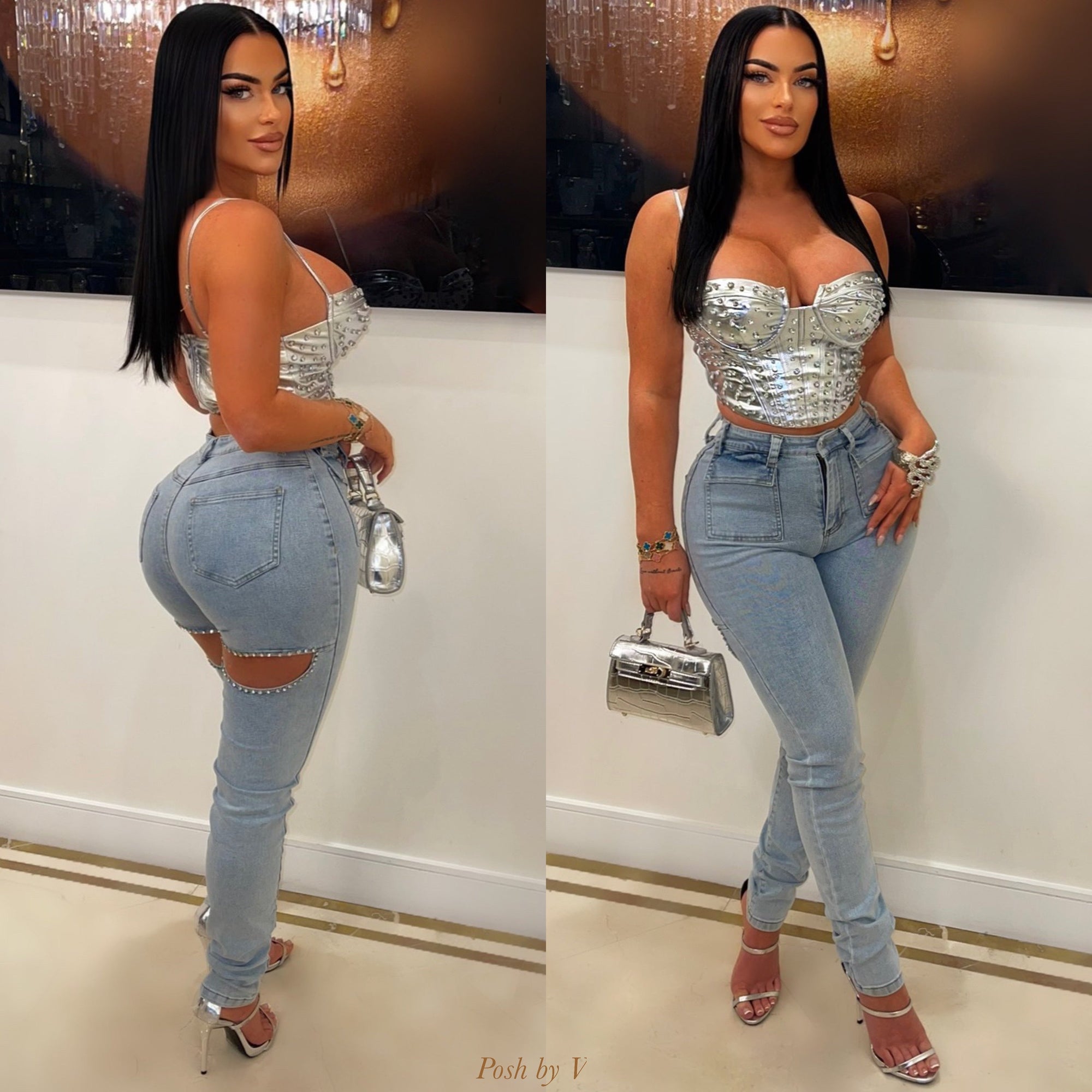 Lavia slit jeans (Light wash)