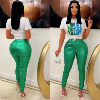 Molly iridescent jeans (Chrome green)